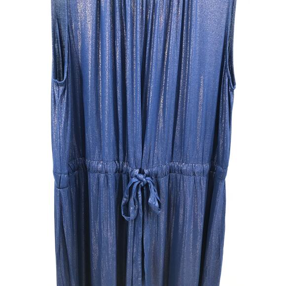 Lane Bryant Sleeveless Knit Midi Dress Plus Size 22/24 Blue Gold Metallic - Picture 5 of 11
